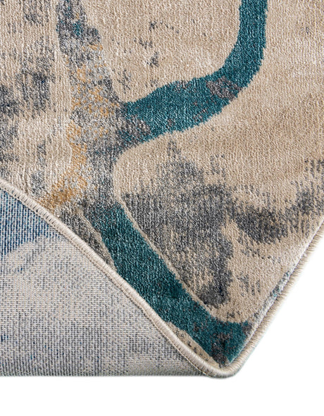 Navy Blue 6' 1 x 6' 1 Mystic Round Area Rug 100% Polypropylene Abstract Modern Carpet for Living Rooms, Dining, Bedrooms, Office for Sale at Rug Engine