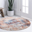 Brick Red 5' x 5' Mystic Round Area Rug 100% Polypropylene Abstract Modern Carpet for Living Rooms, Dining, Bedrooms, Office for Sale at Rug Engine