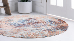 Brick Red 5' x 5' Mystic Round Area Rug 100% Polypropylene Abstract Modern Carpet for Living Rooms, Dining, Bedrooms, Office for Sale at Rug Engine