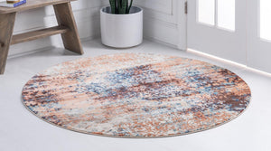 Brick Red 5' x 5' Mystic Round Area Rug 100% Polypropylene Abstract Modern Carpet for Living Rooms, Dining, Bedrooms, Office for Sale at Rug Engine