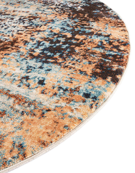 Brick Red 5' x 5' Mystic Round Area Rug 100% Polypropylene Abstract Modern Carpet for Living Rooms, Dining, Bedrooms, Office for Sale at Rug Engine