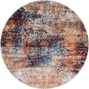 Brick Red 5' x 5' Mystic Round Area Rug 100% Polypropylene Abstract Modern Carpet for Living Rooms, Dining, Bedrooms, Office for Sale at Rug Engine