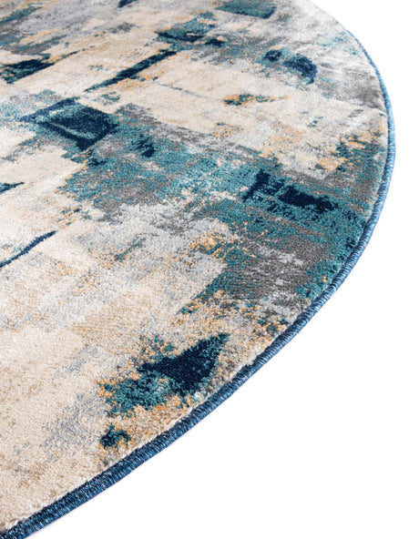 Navy Blue 5' x 5' Mystic Round Area Rug 100% Polypropylene Abstract Modern Carpet for Living Rooms, Dining, Bedrooms, Office for Sale at Rug Engine