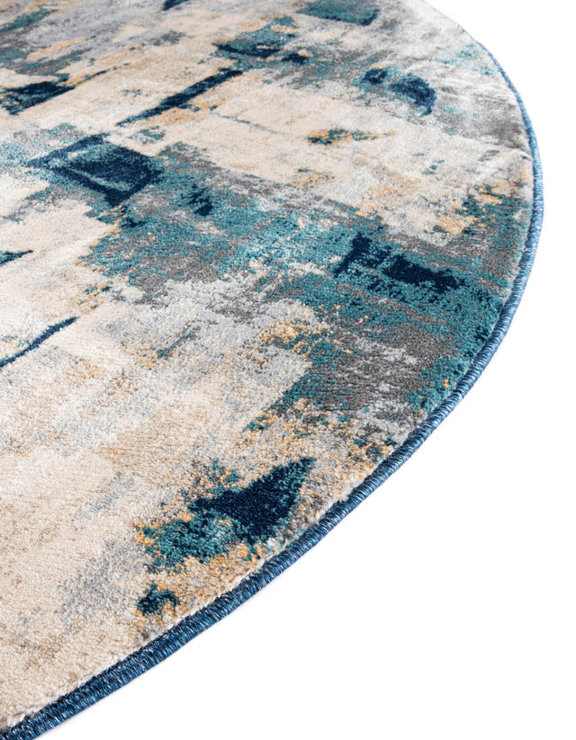 Navy Blue 5' x 5' Mystic Round Area Rug 100% Polypropylene Abstract Modern Carpet for Living Rooms, Dining, Bedrooms, Office for Sale at Rug Engine