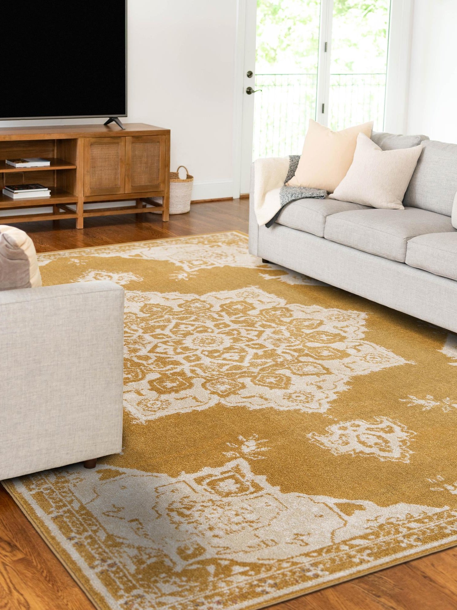 Yellow 4' 1 x 6' 1 Utopia Rectangle Area Rug Traditional Vintage Persian Inspired Vivid Color Durable Carpet for Unique Interiors for Sale at Rug Engine