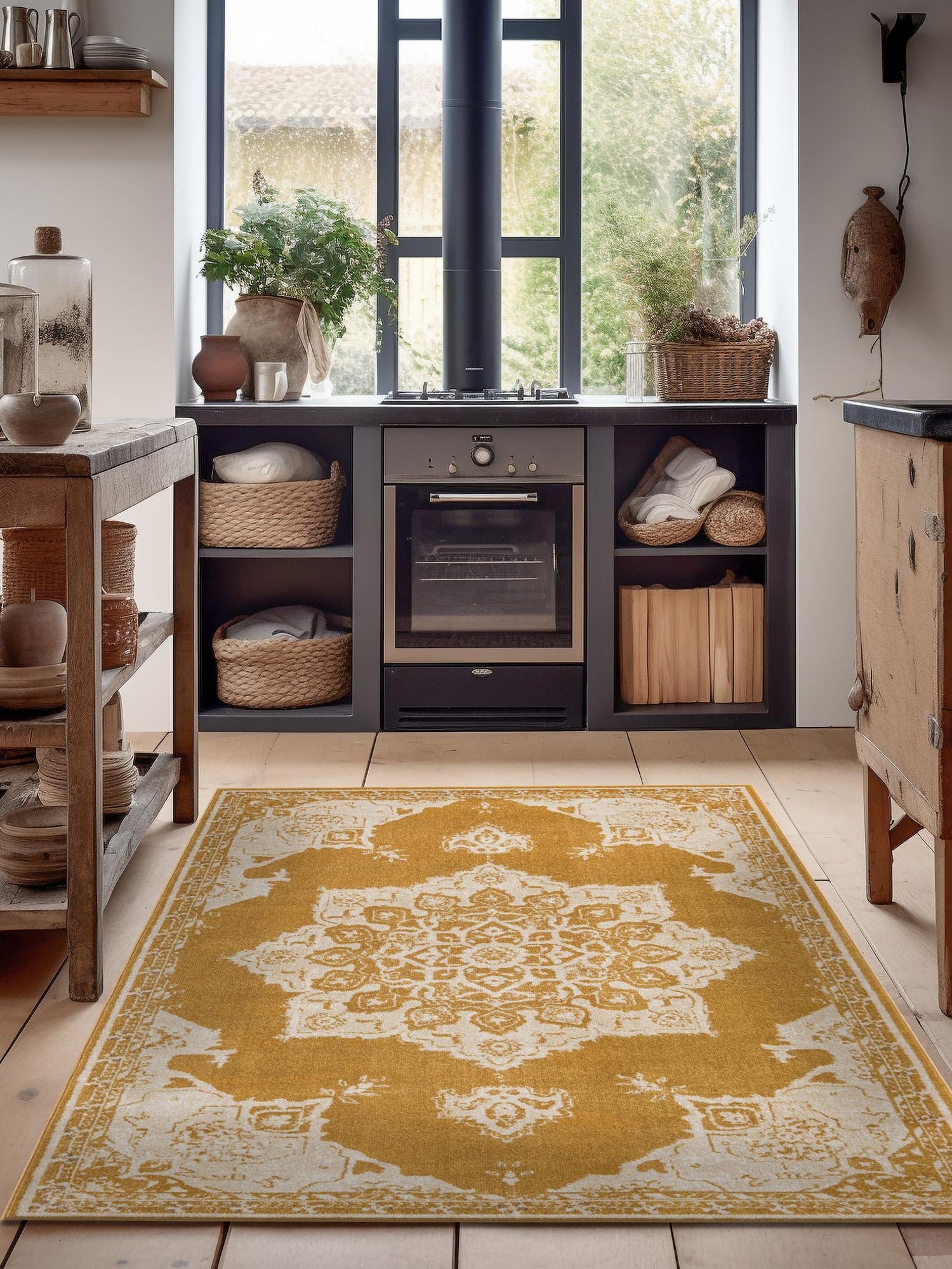 Yellow 8' x 10' Utopia Rectangle Area Rug Traditional Vintage Persian Inspired Vivid Color Durable Carpet for Unique Interiors for Sale at Rug Engine