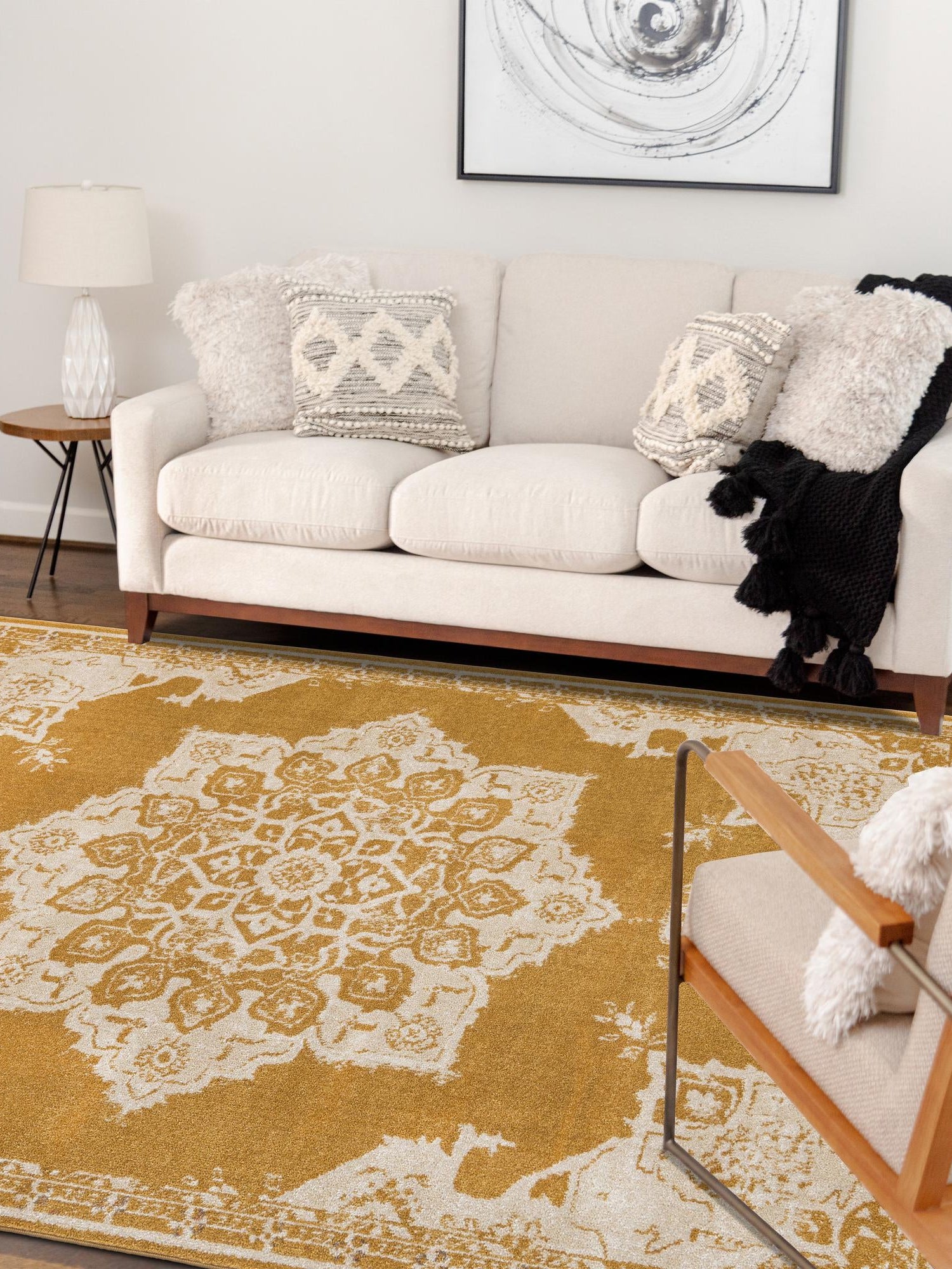 Yellow 5' x 8' Utopia Rectangle Area Rug Traditional Vintage Persian Inspired Vivid Color Durable Carpet for Unique Interiors for Sale at Rug Engine