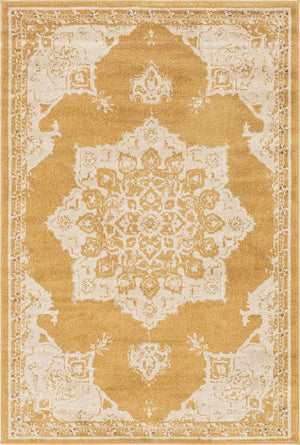 Yellow 4' 1 x 6' 1 Utopia Rectangle Area Rug Traditional Vintage Persian Inspired Vivid Color Durable Carpet for Unique Interiors for Sale at Rug Engine