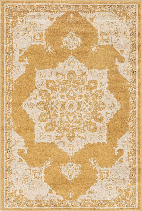Yellow 4' 1 x 6' 1 Utopia Rectangle Area Rug Traditional Vintage Persian Inspired Vivid Color Durable Carpet for Unique Interiors for Sale at Rug Engine