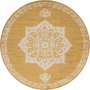 Yellow 8' x 8' Utopia Round Area Rug Traditional Vintage Persian Inspired Vivid Color Durable Carpet for Unique Interiors for Sale at Rug Engine