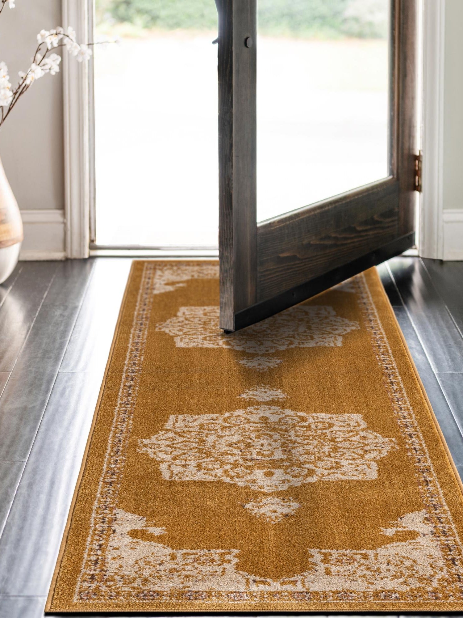 Yellow 2' x 6' Utopia Runner Area Rug Traditional Vintage Persian Inspired Vivid Color Durable Carpet for Unique Interiors for Sale at Rug Engine
