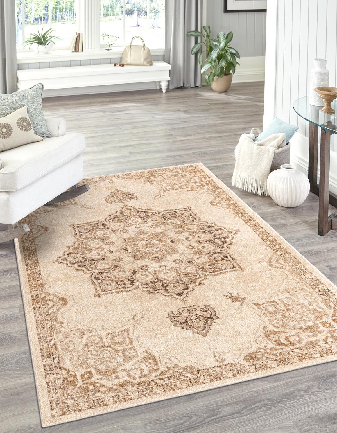 Beige 4' 1 x 6' 1 Utopia Rectangle Area Rug Traditional Vintage Persian Inspired Vivid Color Durable Carpet for Unique Interiors for Sale at Rug Engine