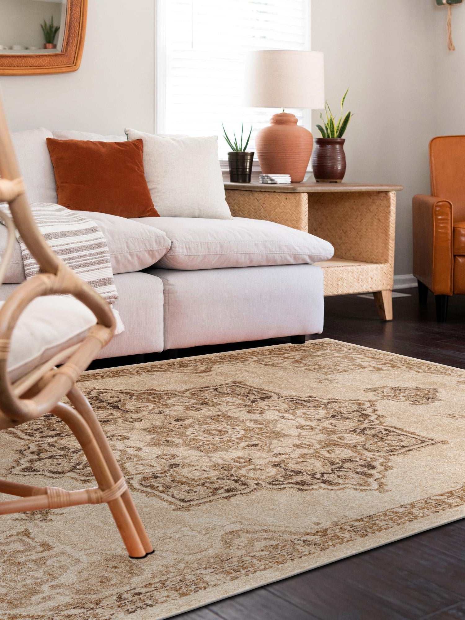 Beige 5' x 8' Utopia Rectangle Area Rug Traditional Vintage Persian Inspired Vivid Color Durable Carpet for Unique Interiors for Sale at Rug Engine