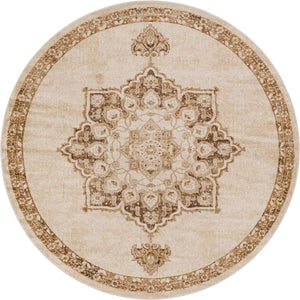 Beige 8' x 8' Utopia Round Area Rug Traditional Vintage Persian Inspired Vivid Color Durable Carpet for Unique Interiors for Sale at Rug Engine