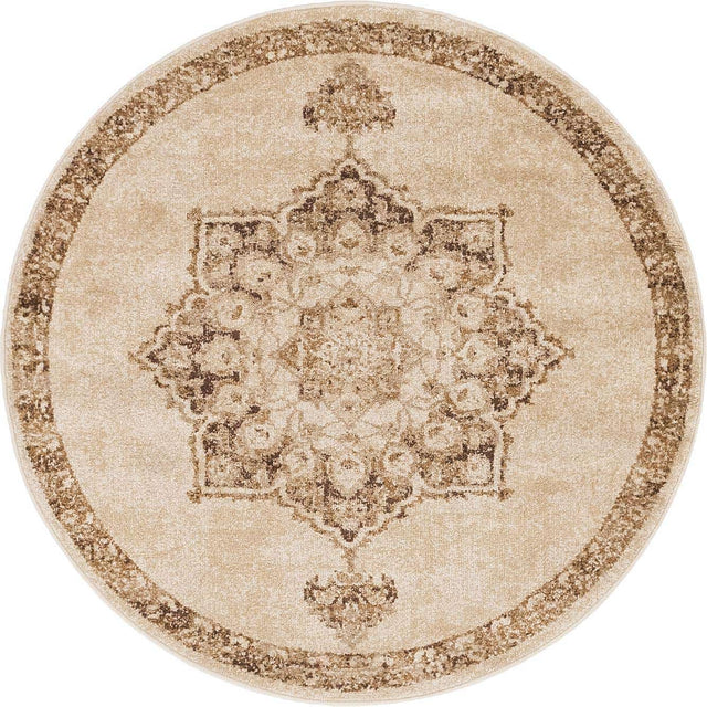 Beige 4' 1 x 4' 1 Utopia Round Area Rug Traditional Vintage Persian Inspired Vivid Color Durable Carpet for Unique Interiors for Sale at Rug Engine