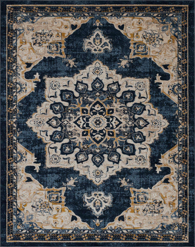 Navy Blue 8' x 10' Utopia Rectangle Area Rug Traditional Vintage Persian Inspired Vivid Color Durable Carpet for Unique Interiors for Sale at Rug Engine