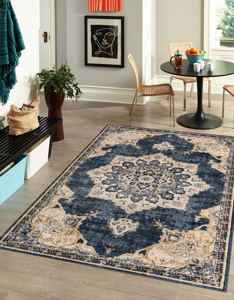 Navy Blue 8' x 10' Utopia Rectangle Area Rug Traditional Vintage Persian Inspired Vivid Color Durable Carpet for Unique Interiors for Sale at Rug Engine