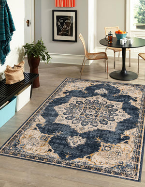 Navy Blue 5' x 8' Utopia Rectangle Area Rug Traditional Vintage Persian Inspired Vivid Color Durable Carpet for Unique Interiors for Sale at Rug Engine