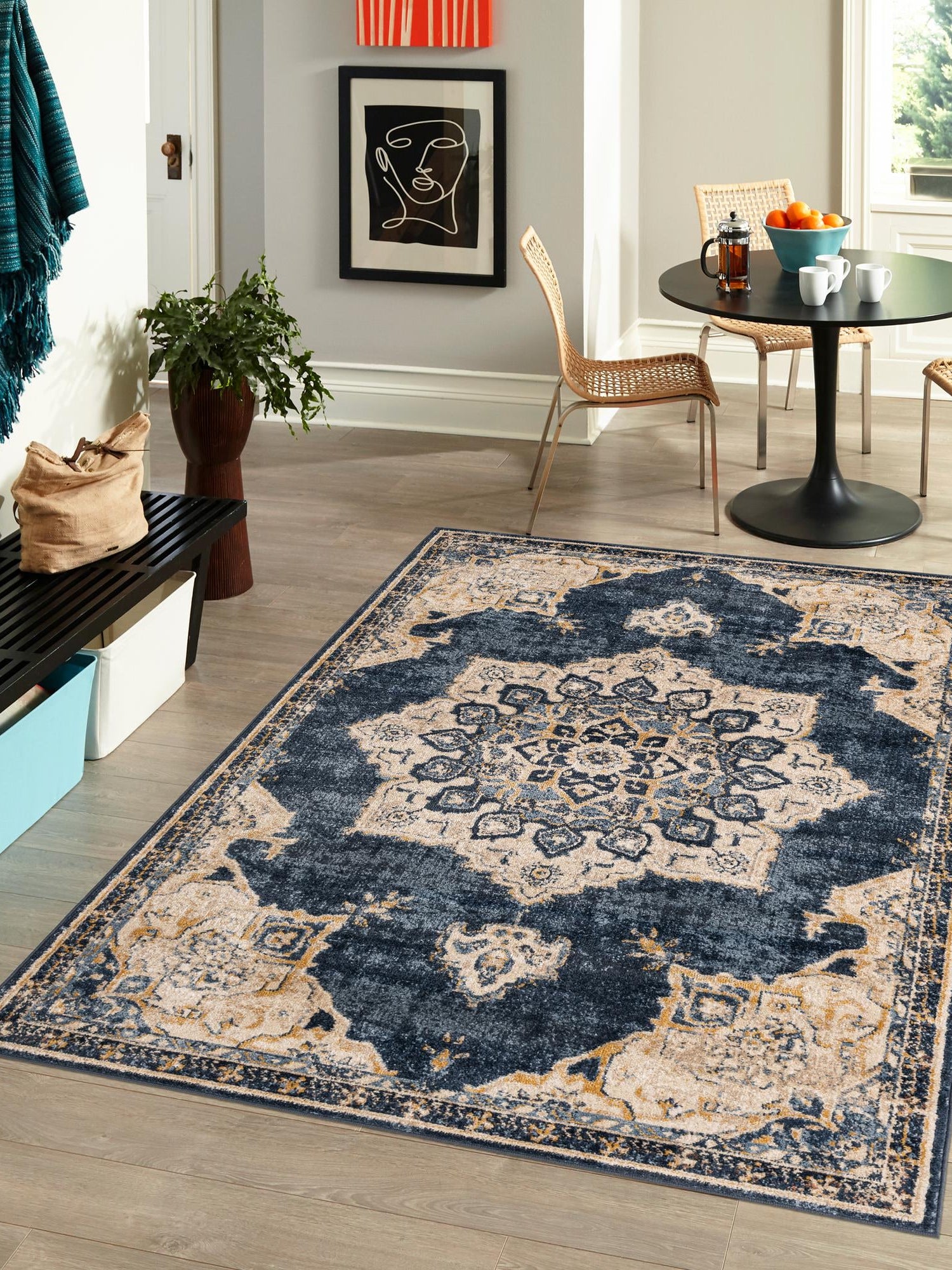 Navy Blue 1' 4 x 1' 4 Utopia Sample Area Rug Traditional Vintage Persian Inspired Vivid Color Durable Carpet for Unique Interiors for Sale at Rug Engine