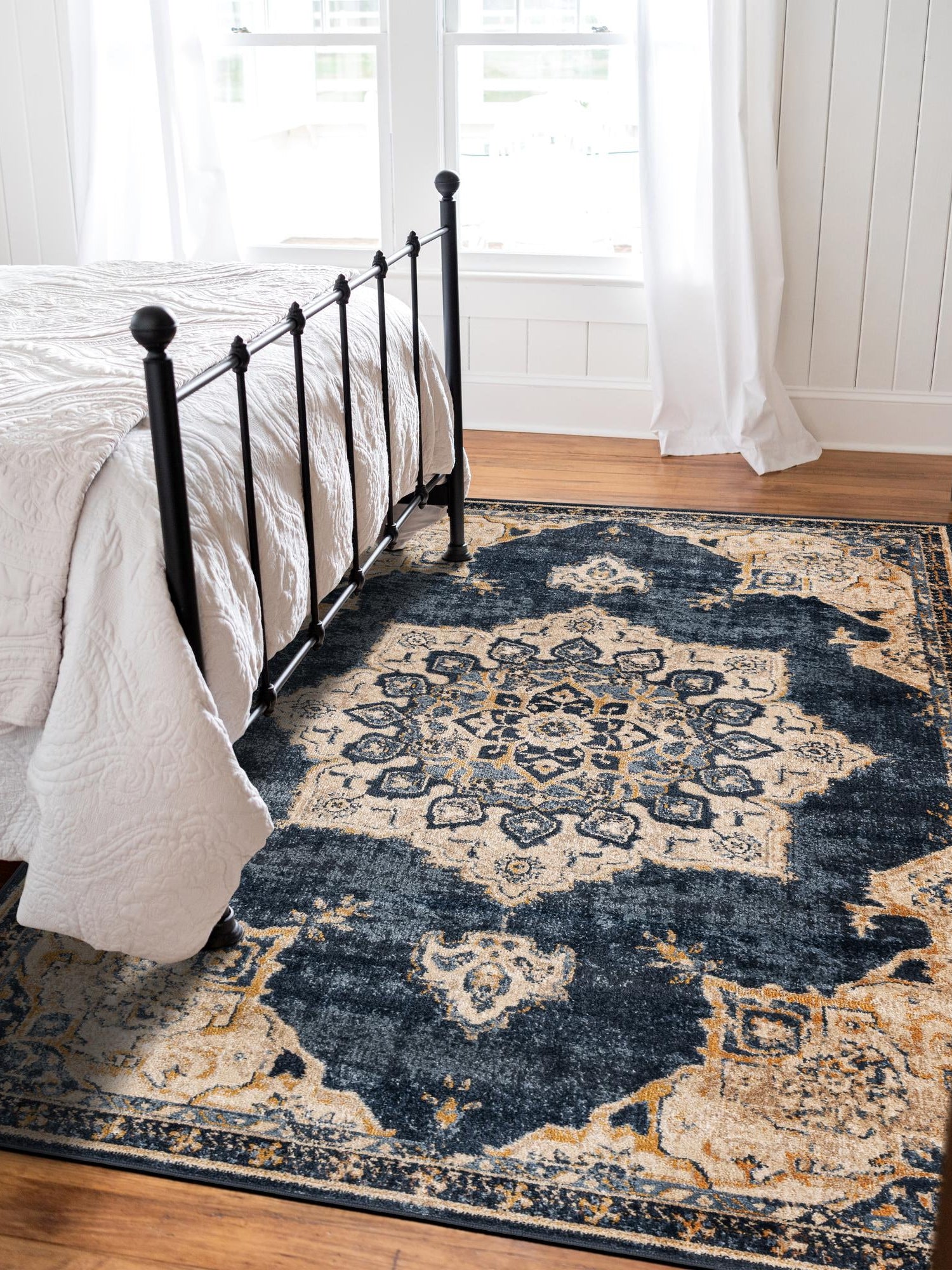 Navy Blue 9' x 12' Utopia Rectangle Area Rug Traditional Vintage Persian Inspired Vivid Color Durable Carpet for Unique Interiors for Sale at Rug Engine