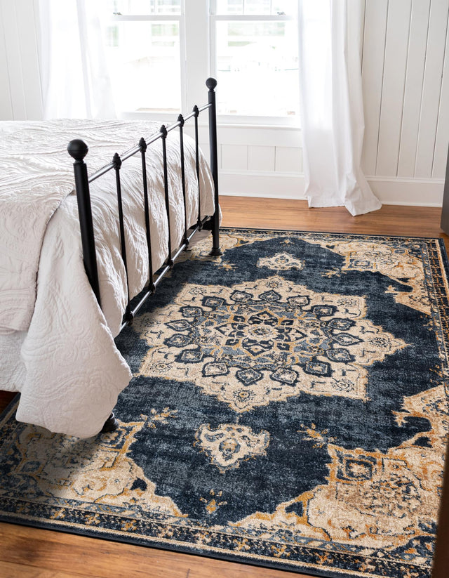 Navy Blue 5' x 8' Utopia Rectangle Area Rug Traditional Vintage Persian Inspired Vivid Color Durable Carpet for Unique Interiors for Sale at Rug Engine