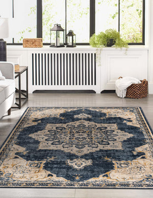 Navy Blue 5' x 8' Utopia Rectangle Area Rug Traditional Vintage Persian Inspired Vivid Color Durable Carpet for Unique Interiors for Sale at Rug Engine