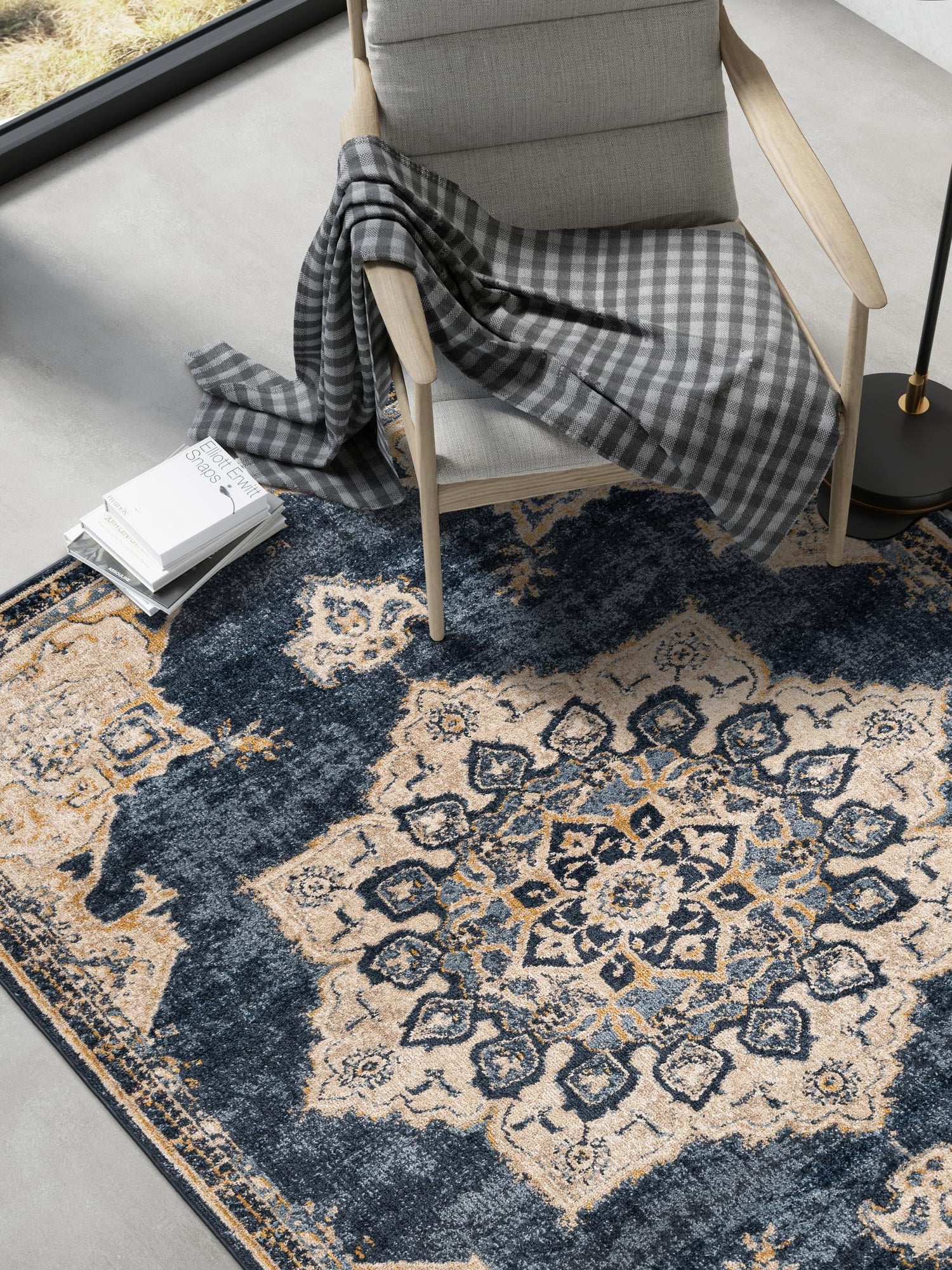 Navy Blue 5' x 8' Utopia Rectangle Area Rug Traditional Vintage Persian Inspired Vivid Color Durable Carpet for Unique Interiors for Sale at Rug Engine