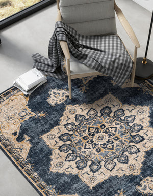 Navy Blue 5' x 8' Utopia Rectangle Area Rug Traditional Vintage Persian Inspired Vivid Color Durable Carpet for Unique Interiors for Sale at Rug Engine