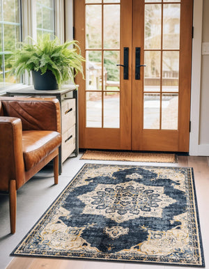 Navy Blue 5' x 8' Utopia Rectangle Area Rug Traditional Vintage Persian Inspired Vivid Color Durable Carpet for Unique Interiors for Sale at Rug Engine