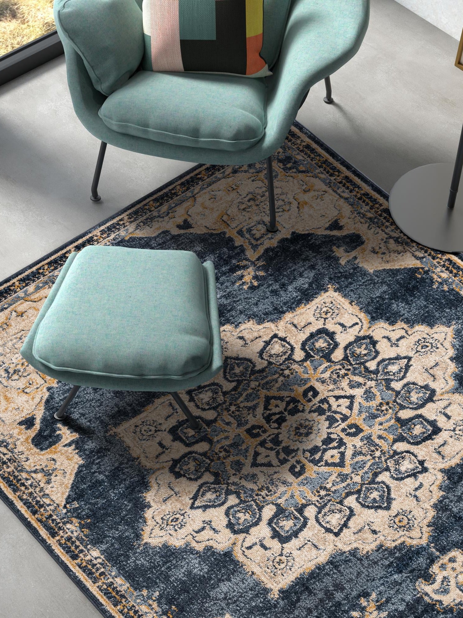 Navy Blue 5' x 8' Utopia Rectangle Area Rug Traditional Vintage Persian Inspired Vivid Color Durable Carpet for Unique Interiors for Sale at Rug Engine