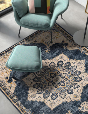Navy Blue 5' x 8' Utopia Rectangle Area Rug Traditional Vintage Persian Inspired Vivid Color Durable Carpet for Unique Interiors for Sale at Rug Engine
