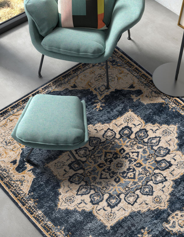 Navy Blue 5' x 8' Utopia Rectangle Area Rug Traditional Vintage Persian Inspired Vivid Color Durable Carpet for Unique Interiors for Sale at Rug Engine
