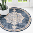 Navy Blue 4' x 4' Utopia Round Area Rug Traditional Vintage Persian Inspired Vivid Color Durable Carpet for Unique Interiors for Sale at Rug Engine