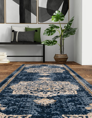 Navy Blue 2' 7 x 10' Utopia Runner Area Rug Traditional Vintage Persian Inspired Vivid Color Durable Carpet for Unique Interiors for Sale at Rug Engine