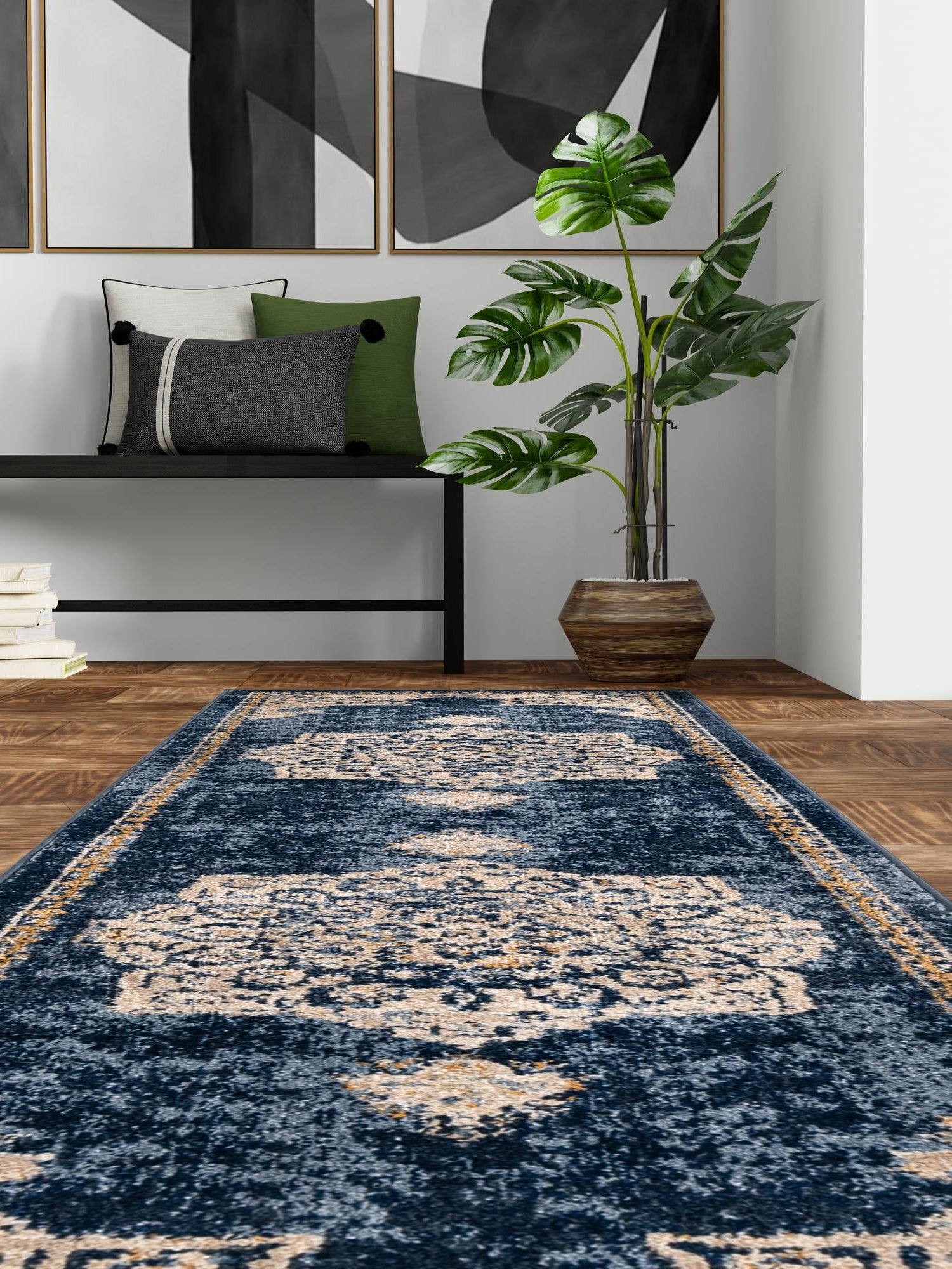 Navy Blue 2' x 6' 1 Utopia Runner Area Rug Traditional Vintage Persian Inspired Vivid Color Durable Carpet for Unique Interiors for Sale at Rug Engine