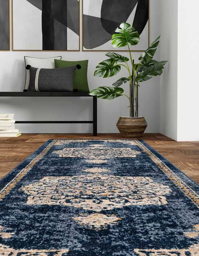 Navy Blue 2' x 6' 1 Utopia Runner Area Rug Traditional Vintage Persian Inspired Vivid Color Durable Carpet for Unique Interiors for Sale at Rug Engine