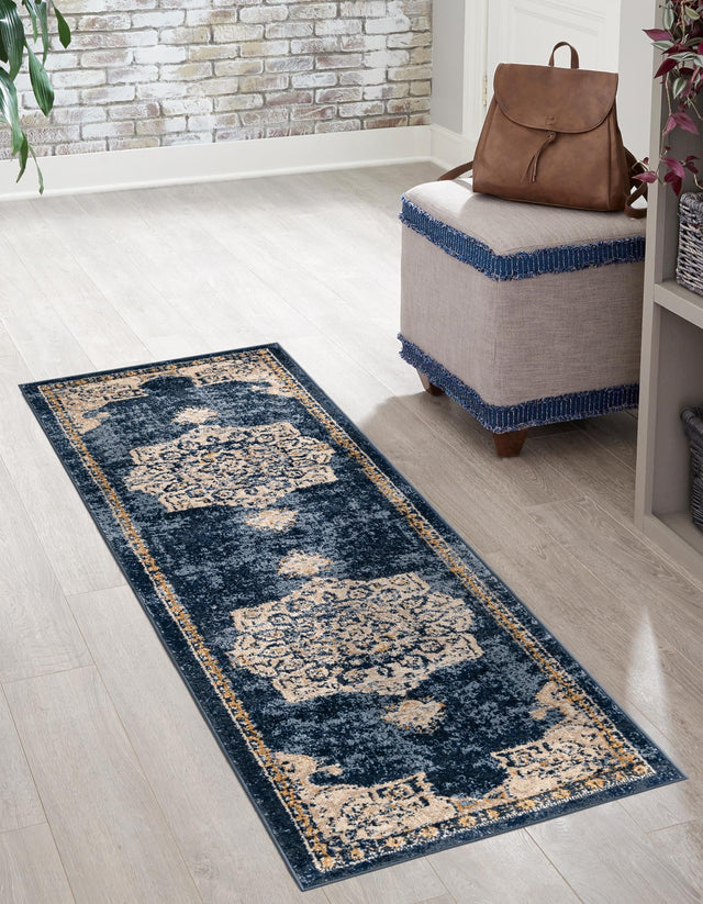 Navy Blue 2' 7 x 10' Utopia Runner Area Rug Traditional Vintage Persian Inspired Vivid Color Durable Carpet for Unique Interiors for Sale at Rug Engine