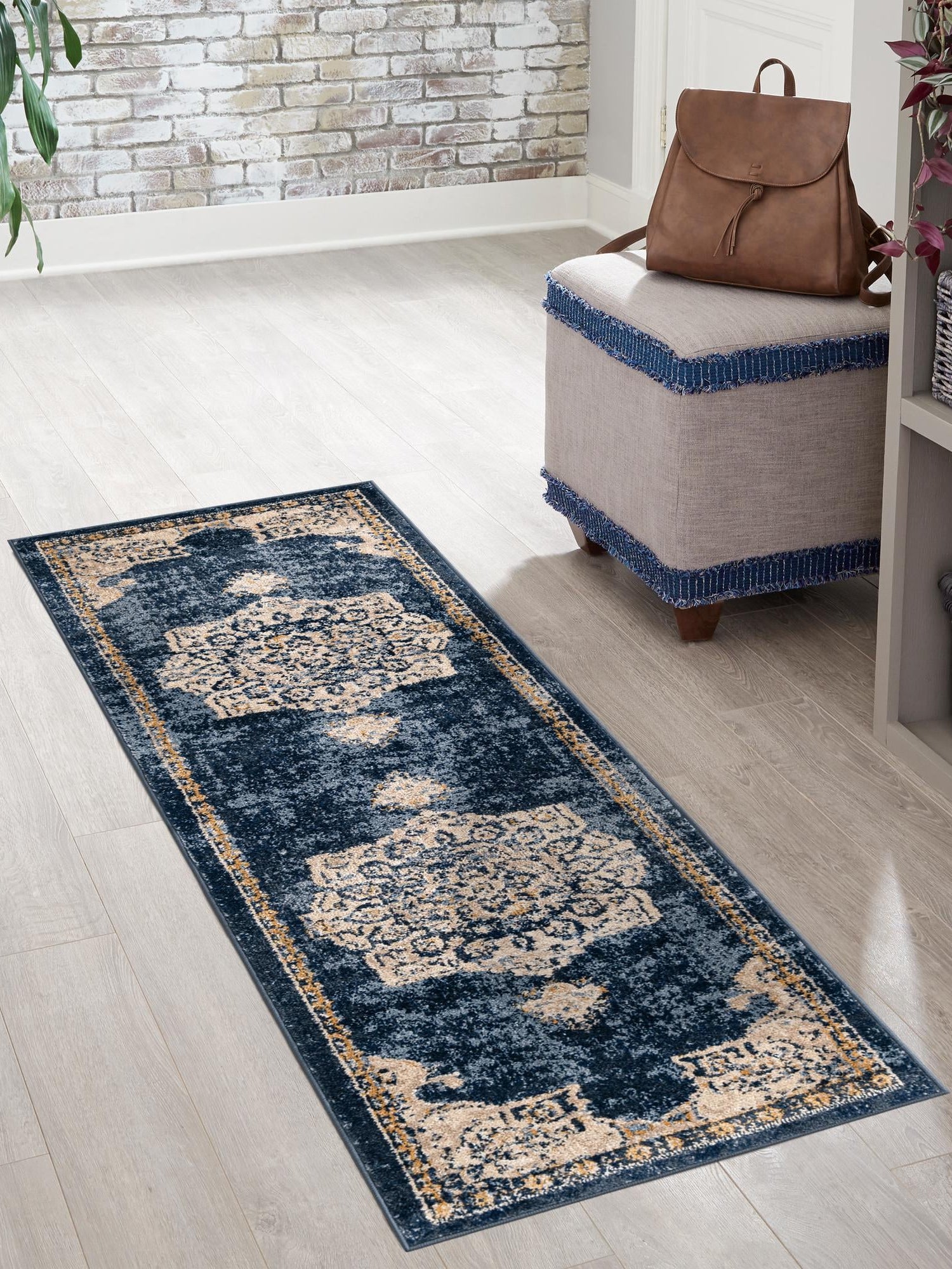 Navy Blue 2' x 6' 1 Utopia Runner Area Rug Traditional Vintage Persian Inspired Vivid Color Durable Carpet for Unique Interiors for Sale at Rug Engine