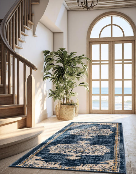 Navy Blue 2' x 6' 1 Utopia Runner Area Rug Traditional Vintage Persian Inspired Vivid Color Durable Carpet for Unique Interiors for Sale at Rug Engine
