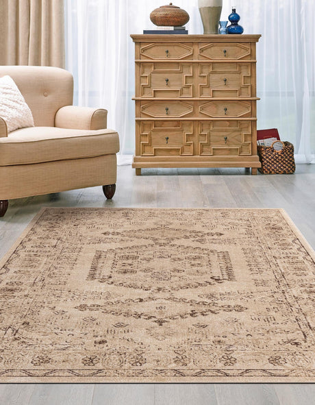 Beige 4' x 6' Utopia Rectangle Area Rug Traditional Vintage Persian Inspired Vivid Color Durable Carpet for Unique Interiors for Sale at Rug Engine