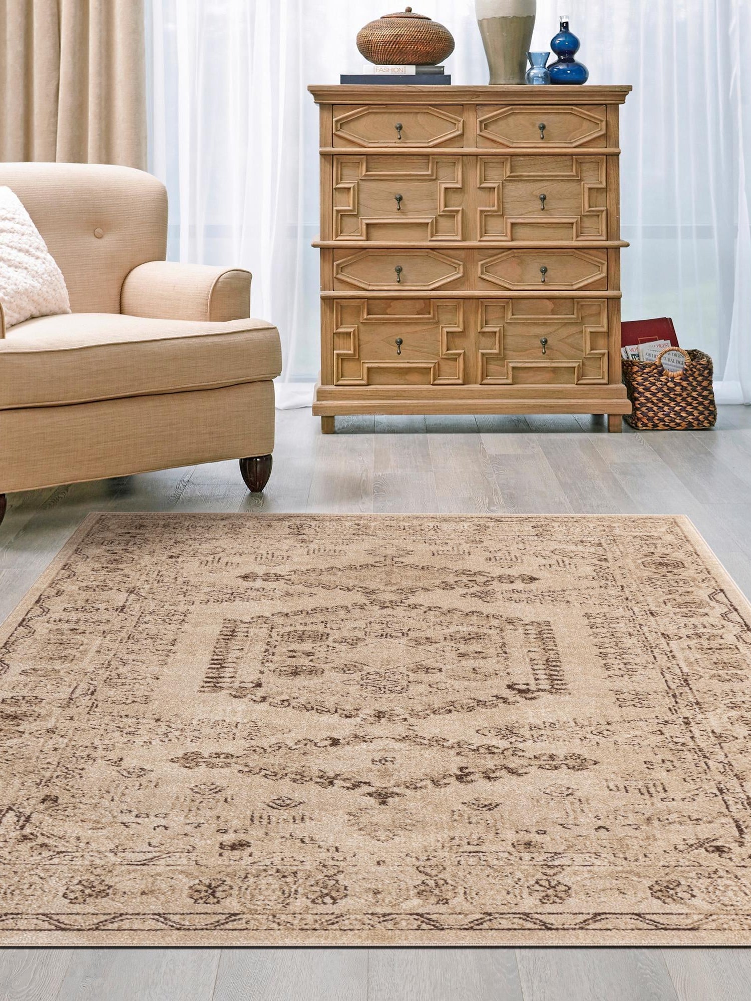 Beige 9' x 12' Utopia Rectangle Area Rug Traditional Vintage Persian Inspired Vivid Color Durable Carpet for Unique Interiors for Sale at Rug Engine