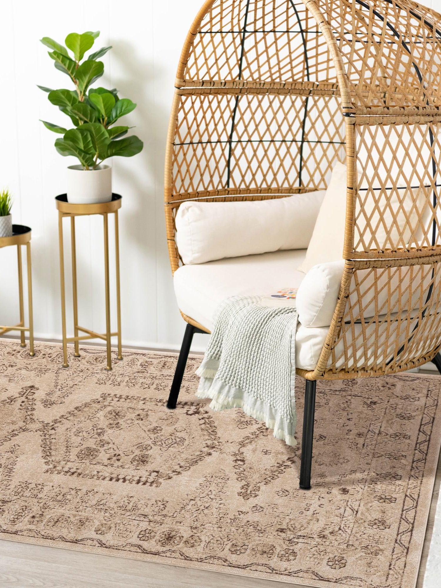 Beige 5' x 8' Utopia Rectangle Area Rug Traditional Vintage Persian Inspired Vivid Color Durable Carpet for Unique Interiors for Sale at Rug Engine