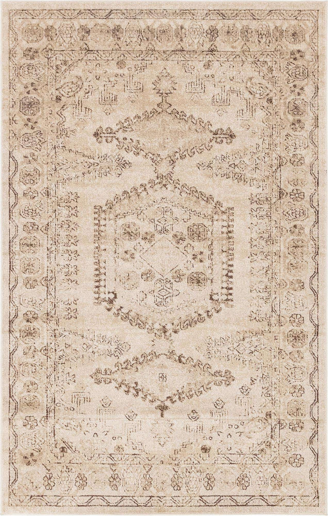 Beige 5' x 8' Utopia Rectangle Area Rug Traditional Vintage Persian Inspired Vivid Color Durable Carpet for Unique Interiors for Sale at Rug Engine