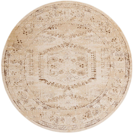 Beige 8' x 8' Utopia Round Area Rug Traditional Vintage Persian Inspired Vivid Color Durable Carpet for Unique Interiors for Sale at Rug Engine