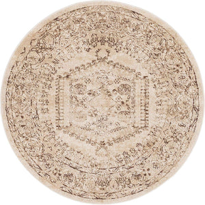 Beige 4' x 4' Utopia Round Area Rug Traditional Vintage Persian Inspired Vivid Color Durable Carpet for Unique Interiors for Sale at Rug Engine