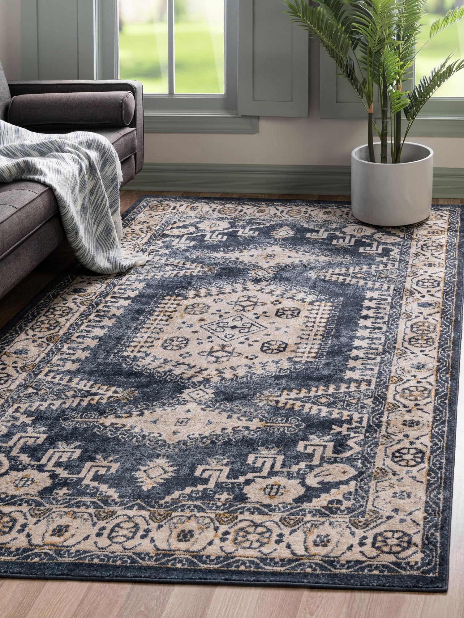 Dark Blue 8' x 10' Utopia Rectangle Area Rug Traditional Vintage Persian Inspired Vivid Color Durable Carpet for Unique Interiors for Sale at Rug Engine