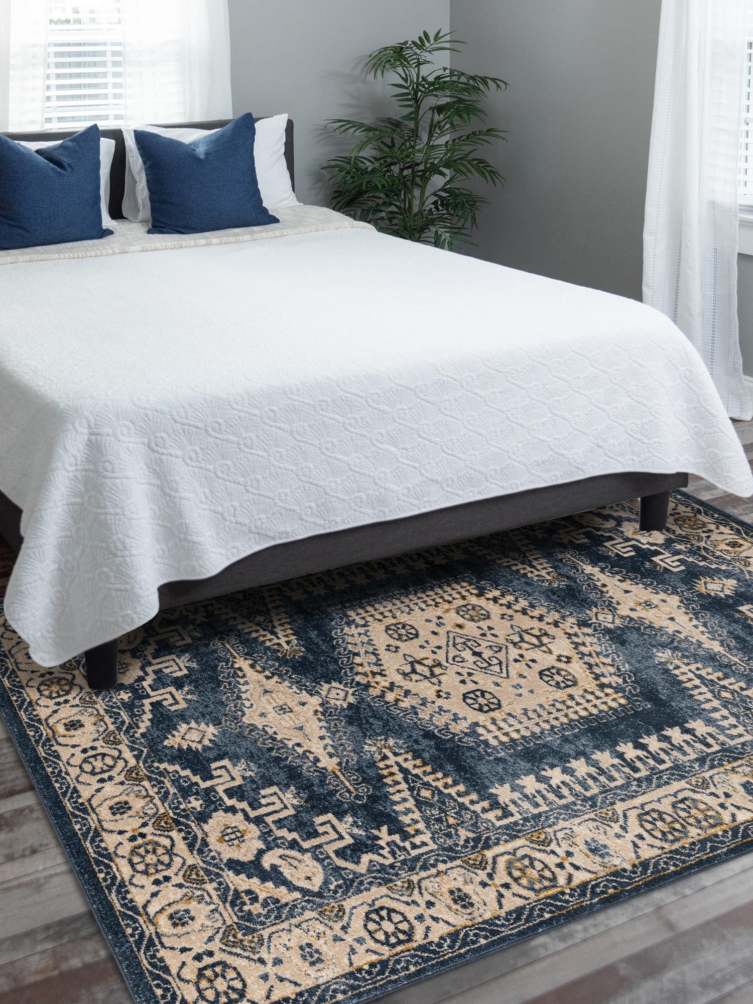 Dark Blue 8' x 10' Utopia Rectangle Area Rug Traditional Vintage Persian Inspired Vivid Color Durable Carpet for Unique Interiors for Sale at Rug Engine