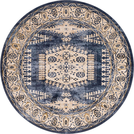 Dark Blue 8' x 8' Utopia Round Area Rug Traditional Vintage Persian Inspired Vivid Color Durable Carpet for Unique Interiors for Sale at Rug Engine
