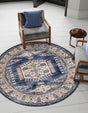 Dark Blue 4' 1 x 4' 1 Utopia Round Area Rug Traditional Vintage Persian Inspired Vivid Color Durable Carpet for Unique Interiors for Sale at Rug Engine