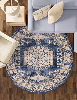 Dark Blue 4' 1 x 4' 1 Utopia Round Area Rug Traditional Vintage Persian Inspired Vivid Color Durable Carpet for Unique Interiors for Sale at Rug Engine